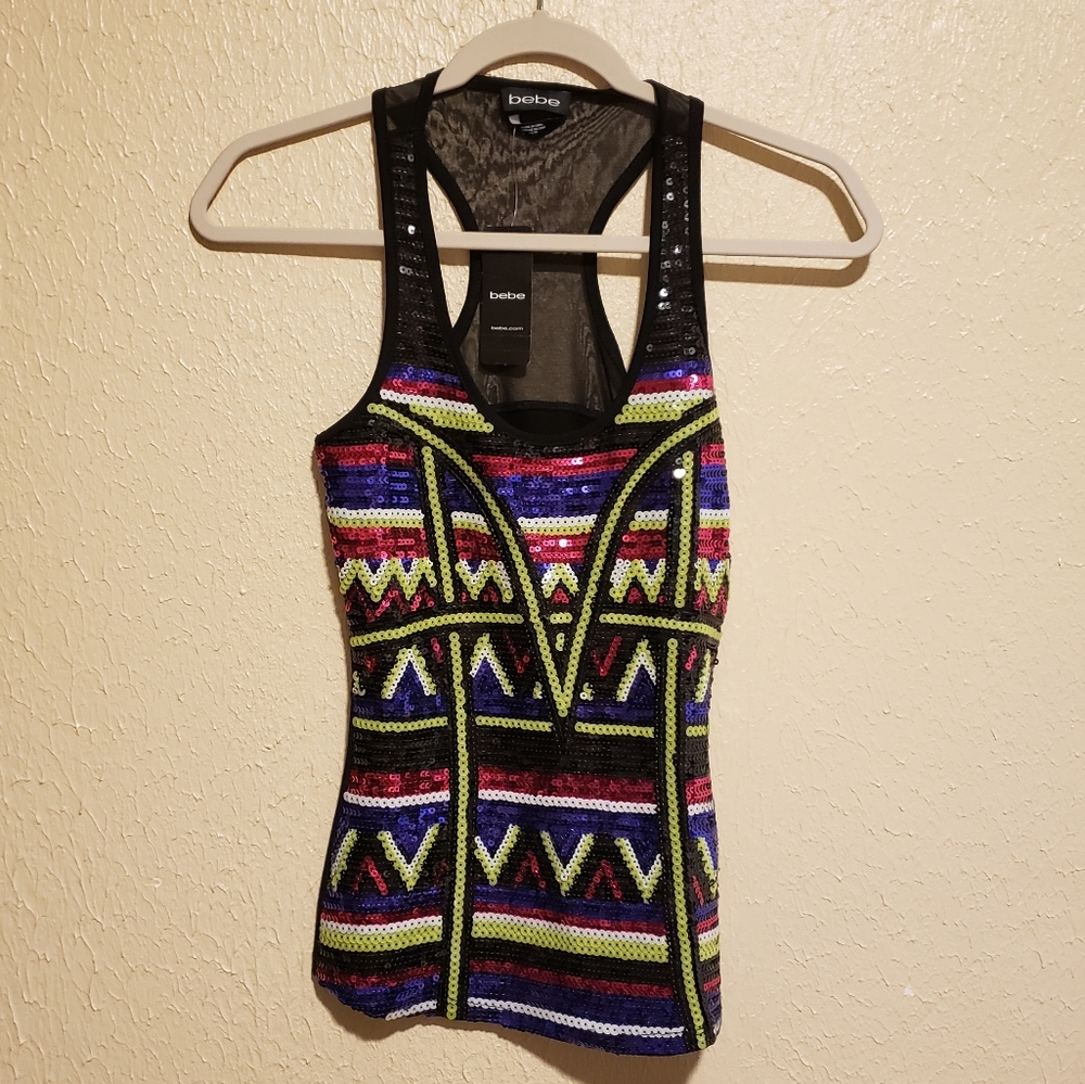 Bebe‎ Janelle Sequins Tank Top Size XS